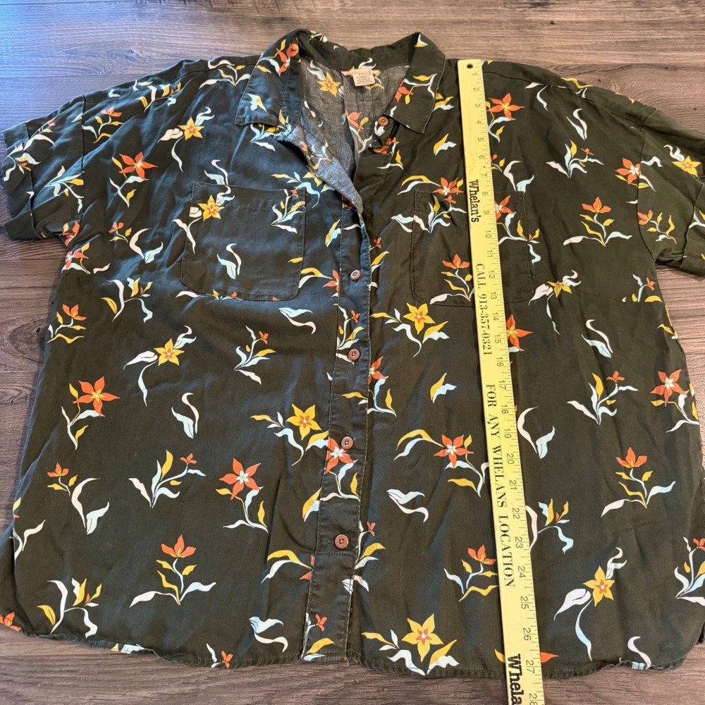 Duluth Trading Co Floral Tencel Lyocell Button Down Shirt Olive Green 2XL - Picture 5 of 10